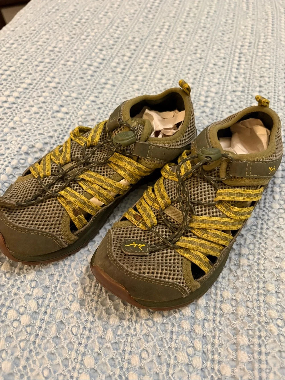 Chaco Kid Outcross 2 Olive Green Outdoor Sandal Water Shoes sz